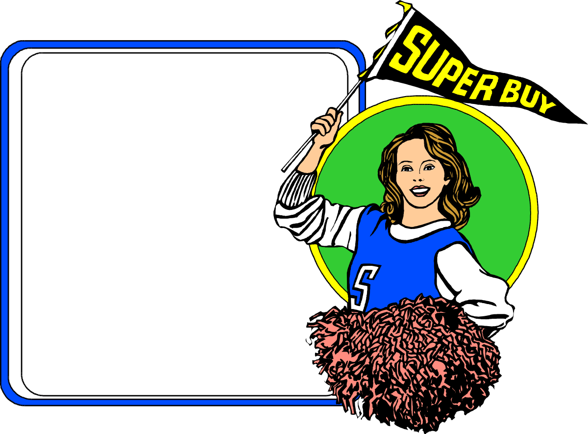 Girl Holding a Sign - Cheerful Borders Clipart