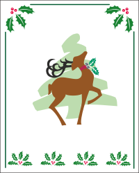 Christmas Borders Clipart Featuring a Deer with Holly and Mist