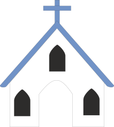 Church with Cross on Roof - Elegant Clipart for Religious Themes