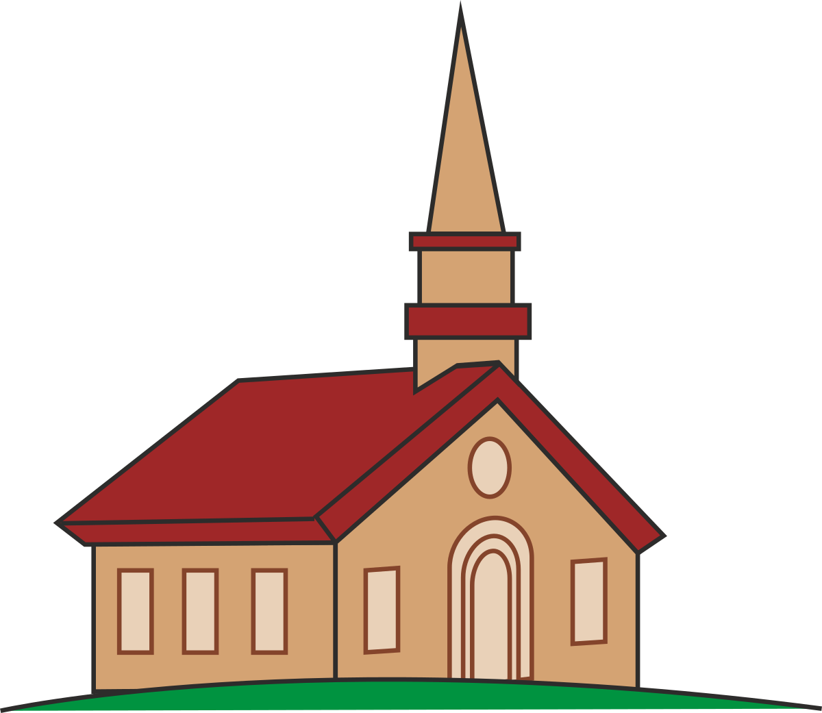 a church with a red roof and a steeple clip art png transparent Church Clipart: Red Roof and Steeple Illustrations