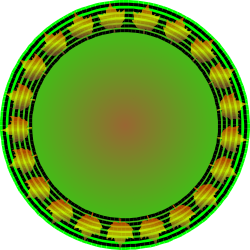 Circular Clipart Design with Green Background and Yellow Circles