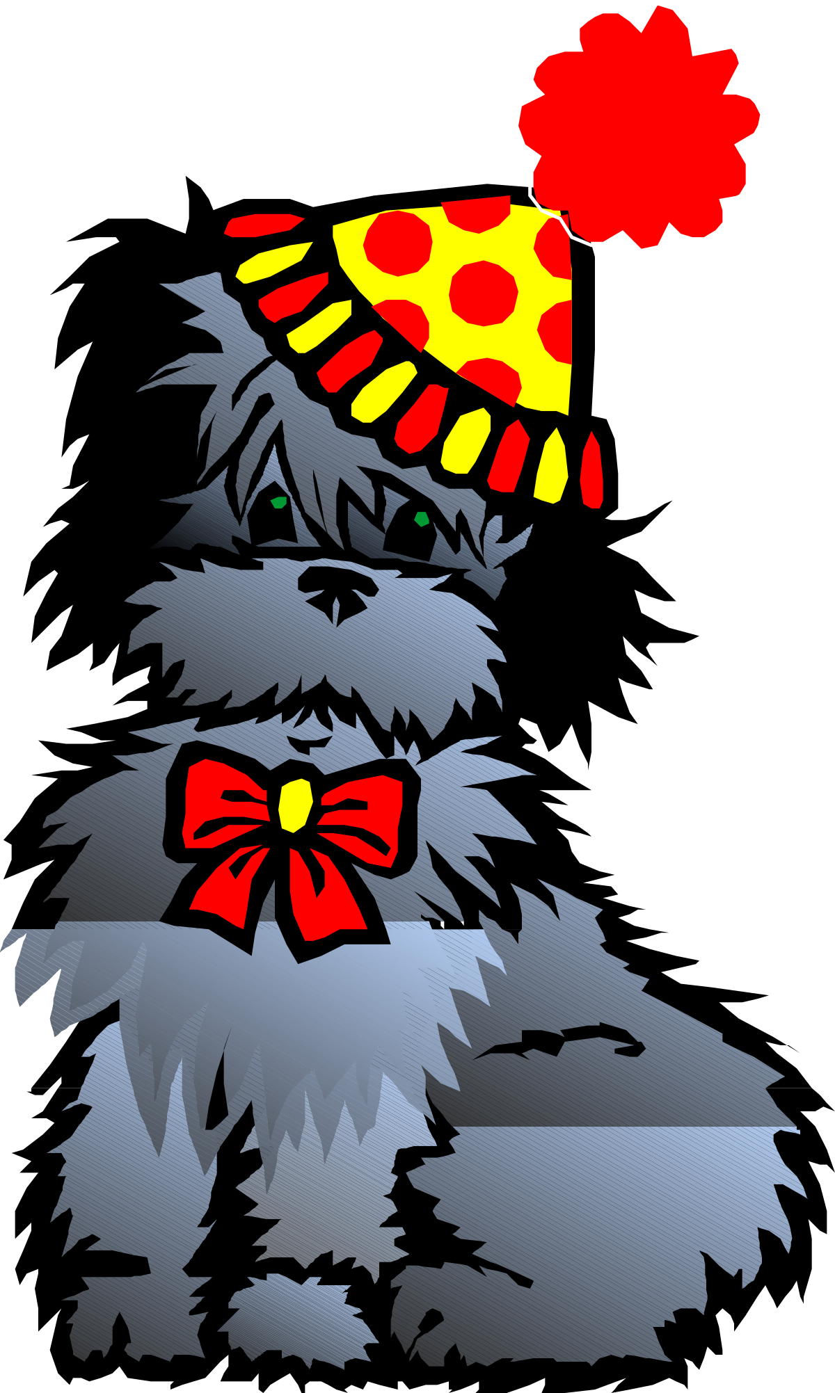 a cartoon dog with a red bow and a red hat clip art png transparent Cartoon Dog with Red Bow and Hat - Fun and Playful Clipart