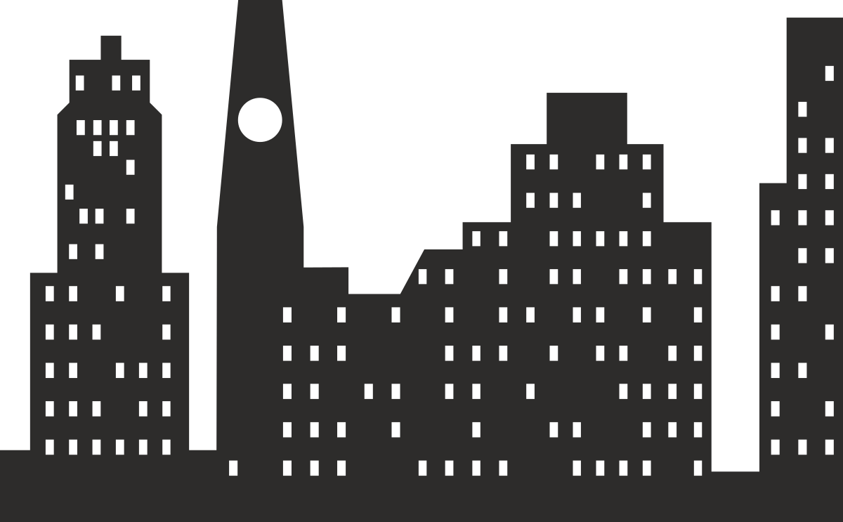 City Silhouette Clipart: Black and White Urban Landscape
