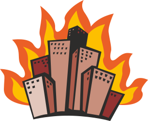Fire and Buildings Background Clipart: Dynamic Scene for Your Projects
