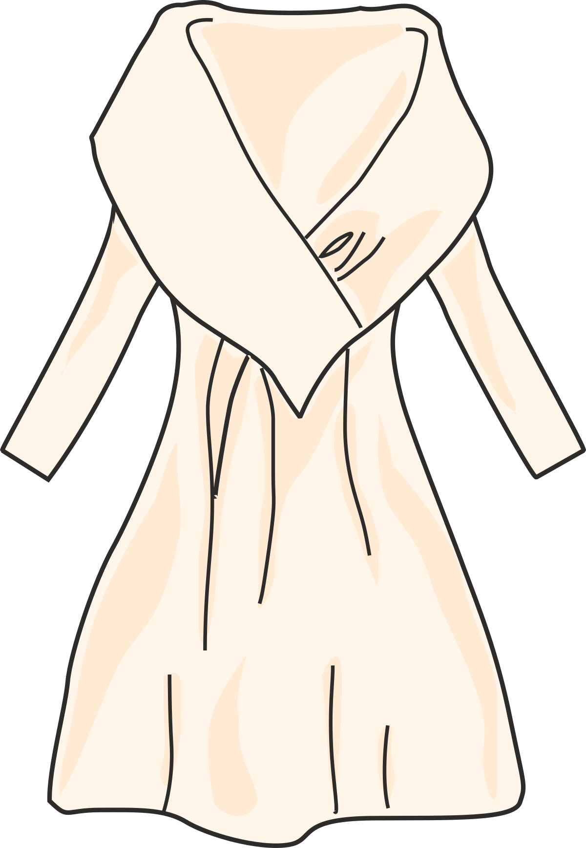 Long Sleeve Dress with Neck Tie Clipart - Elegant Fashion Vector