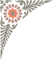 Borders and Decorative Plants - Black and White Floral Design with Pink Flower Clipart