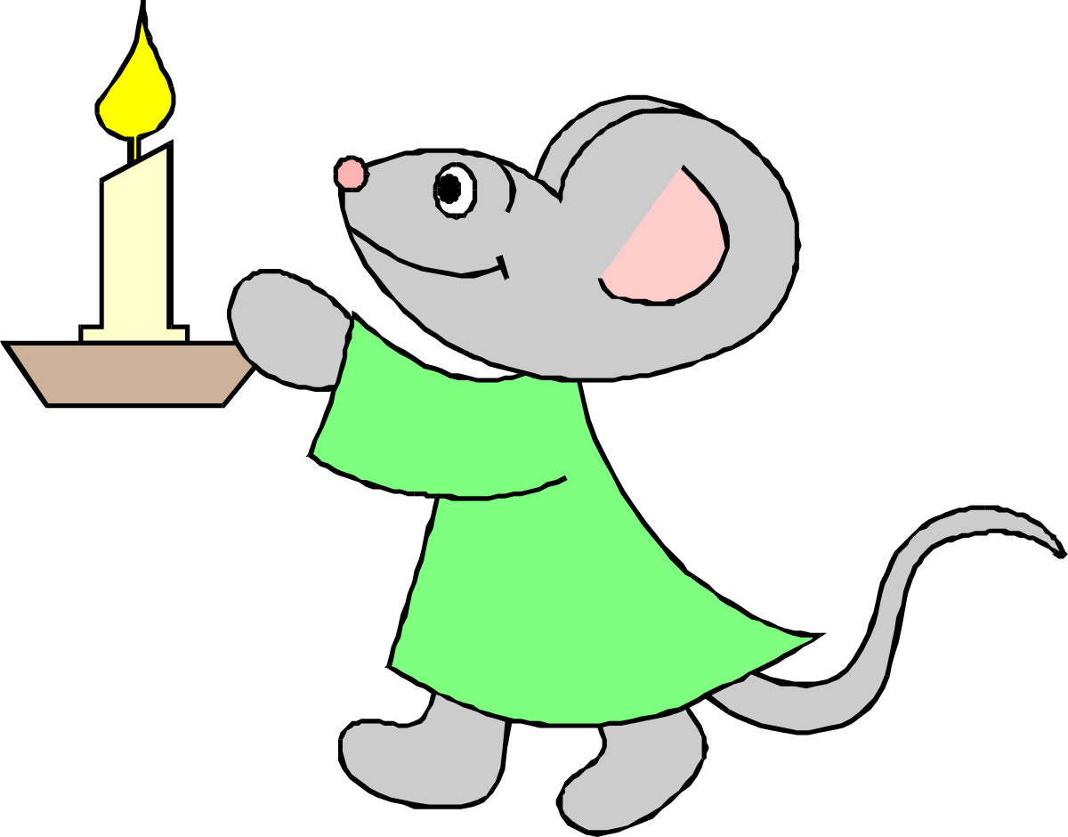 Mouse Holding Candle Clipart - Whimsical and Charming Illustrations