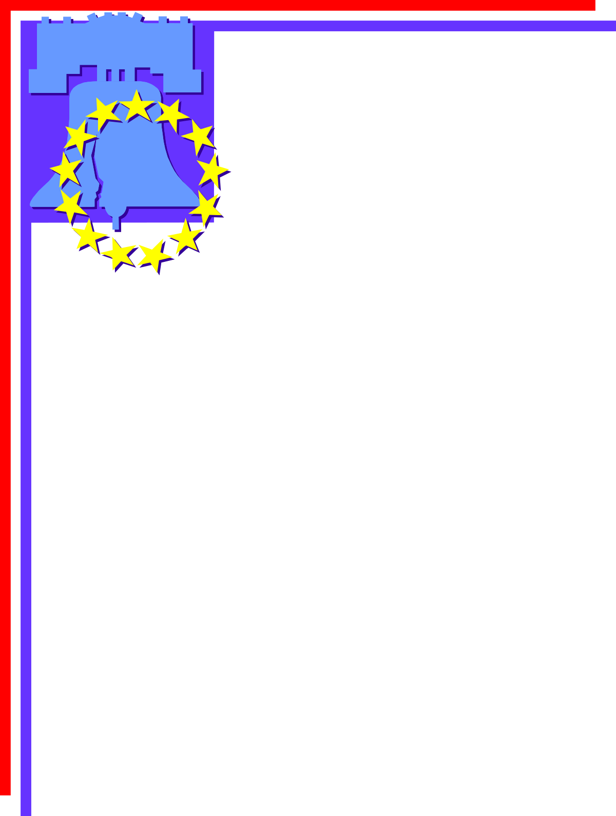 Red Frame with Blue and Yellow Borders Clipart - Decorative Corners Design