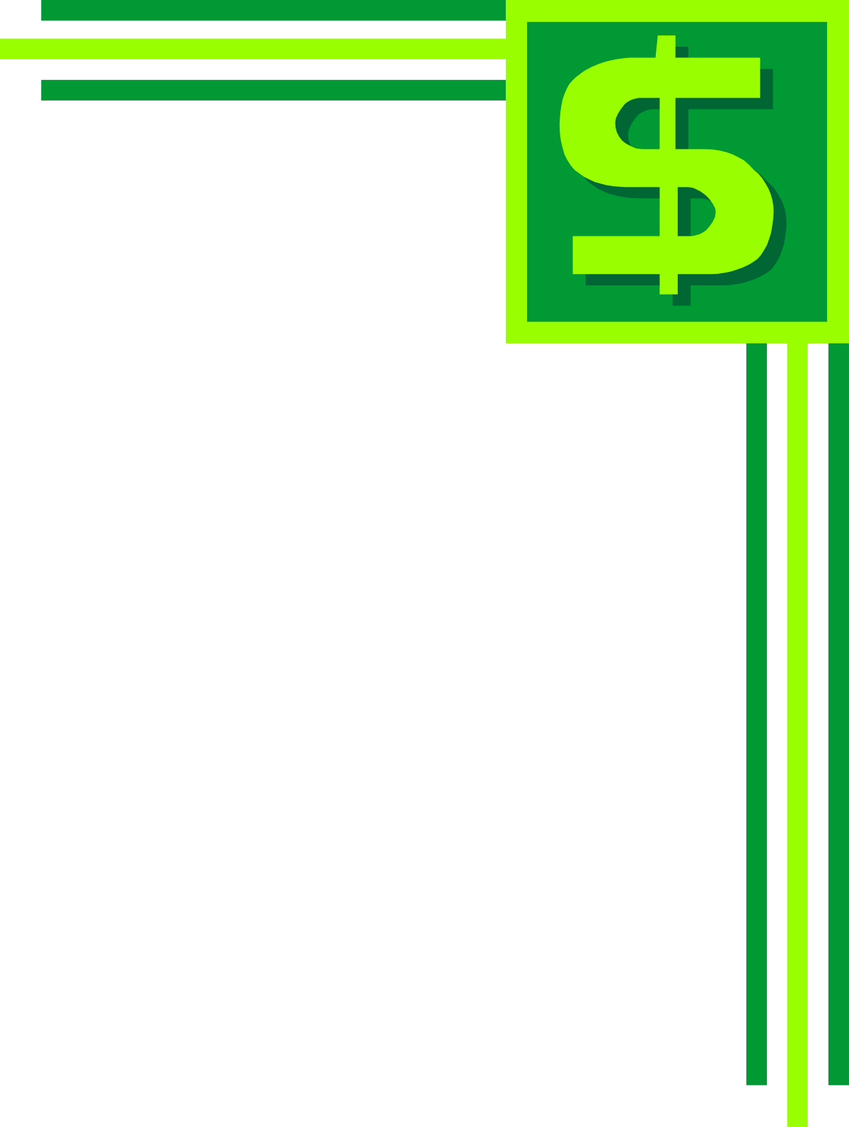 Green Dollar Sign Cross Clipart - Perfect for Borders and Corners