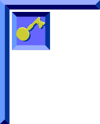 Blue Frame with Key Clipart - Elegant Borders and Corners Design