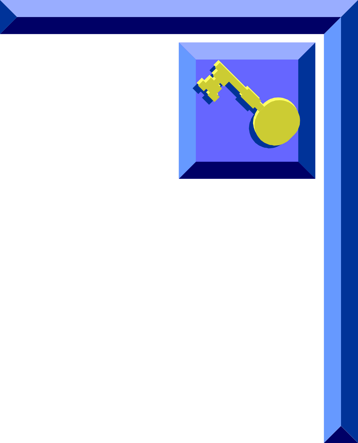 Blue Frame with Yellow Key Clipart - Decorative Borders and Corners