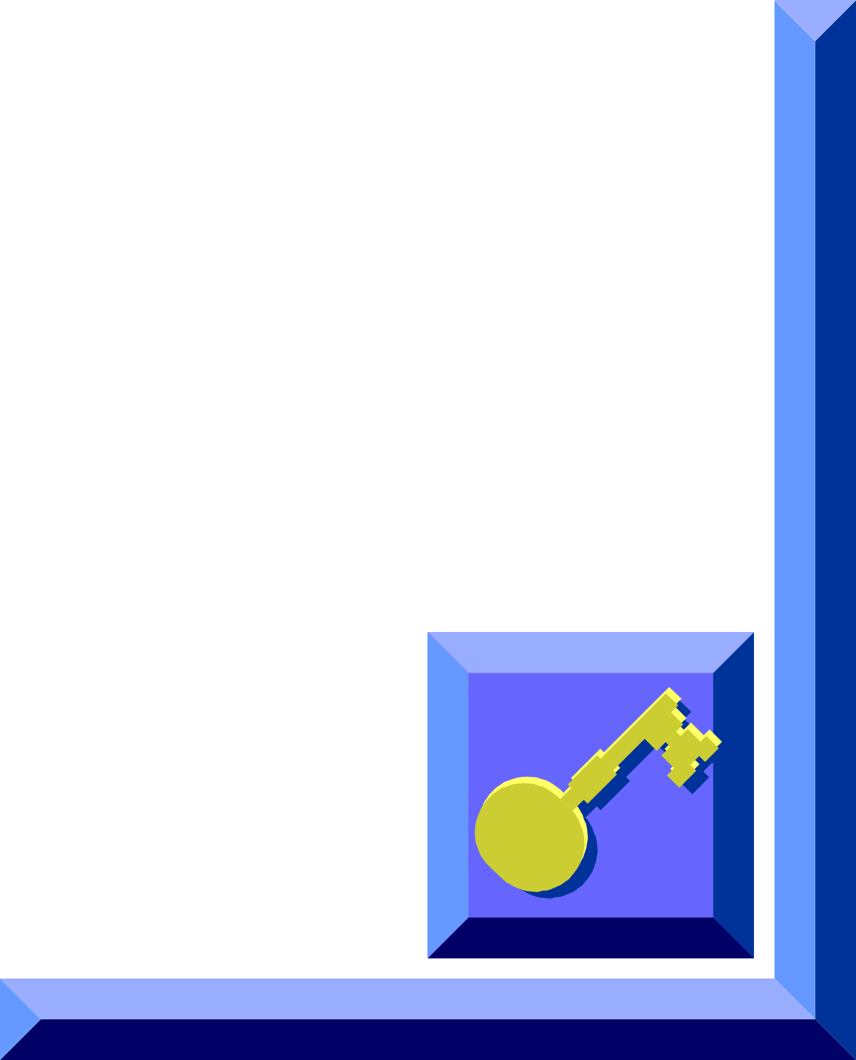 Blue and Yellow Key Clipart Frame Design for Creative Borders and Corners
