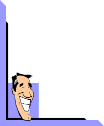 Cartoon Character Peeking Out of Purple Wall - Playful Borders and Corners Clipart