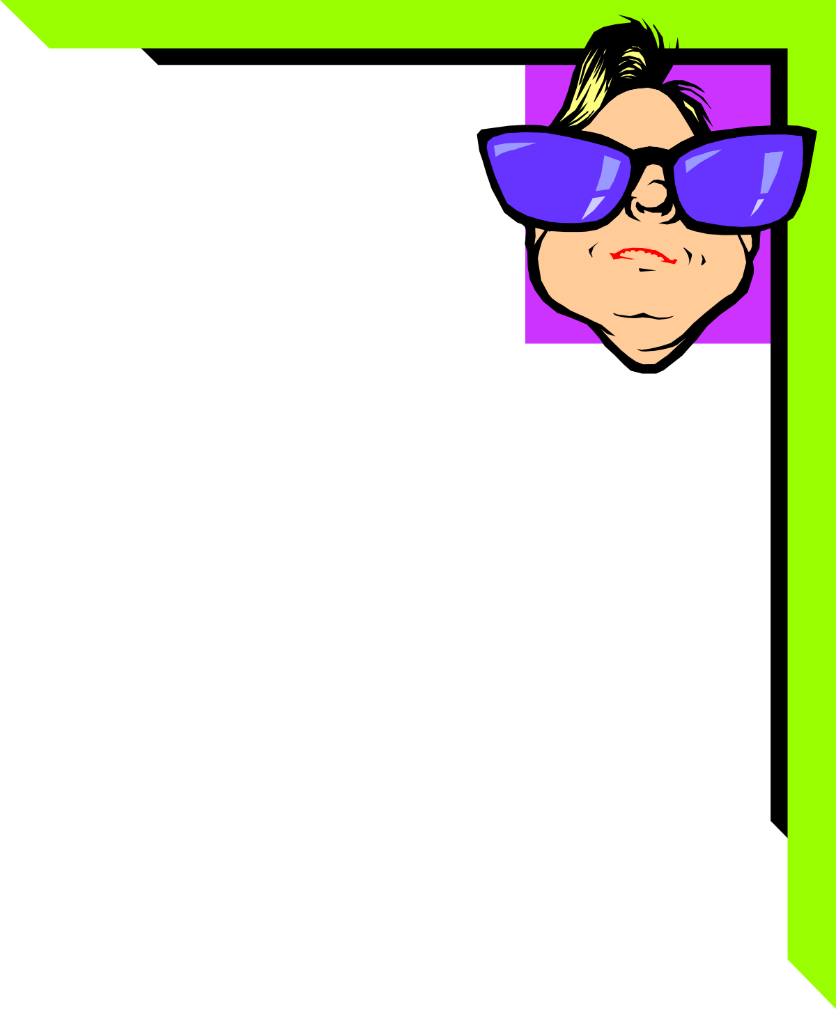 a woman in sunglasses peeking out of a green frame clip art png transparent Borders and Corners: Stylish Woman in Sunglasses Peeking Out from Green Frame Clipart