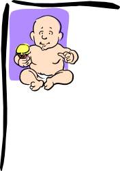 Baby on Purple Blanket Holding Yellow Object - Adorable Clipart