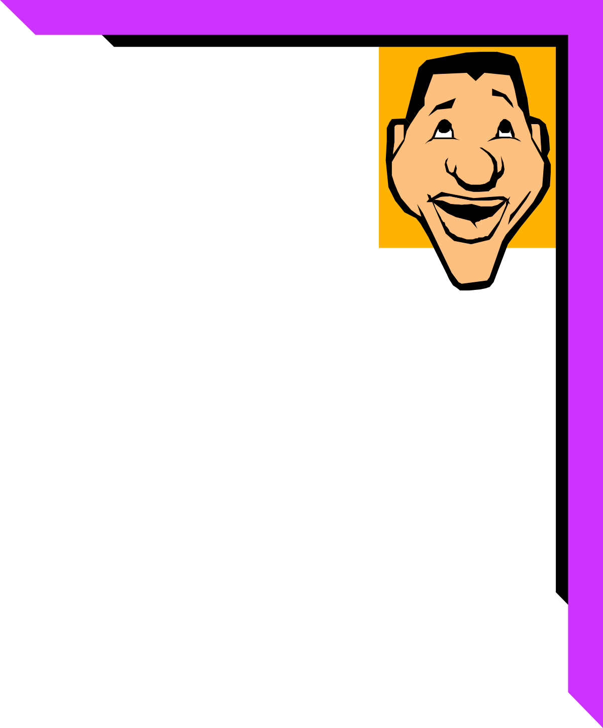 Happy Man Clipart with Orange and Purple Square Borders