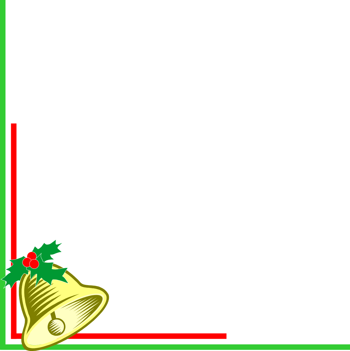 Christmas Frame with Bell and Holly - Festive Borders and Corners Clipart Design