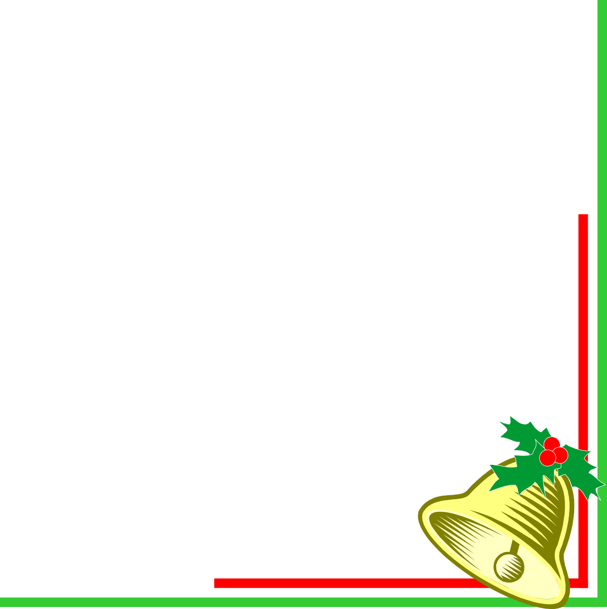 Christmas Frame with Bell and Holly - Festive Borders and Corners Clipart