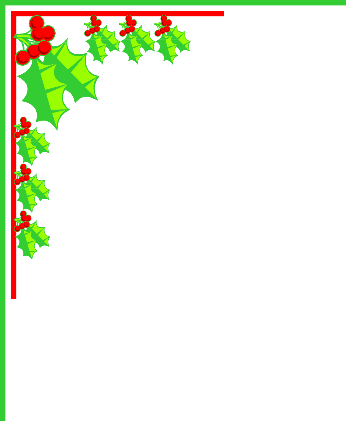 a holly frame with red berries and green leaves clip art png transparent Holly Frame with Red Berries and Green Leaves Clipart - Perfect for Borders and Corners