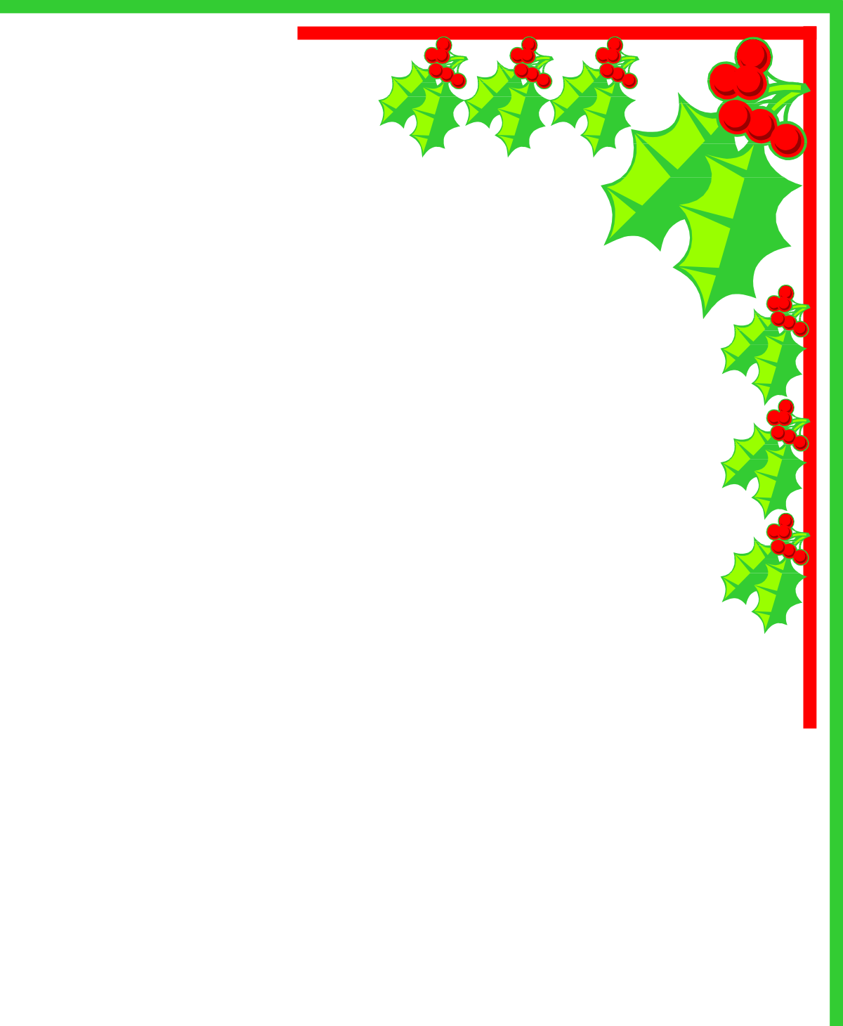 Christmas Frame Clipart: Holly and Red Berries Borders and Corners