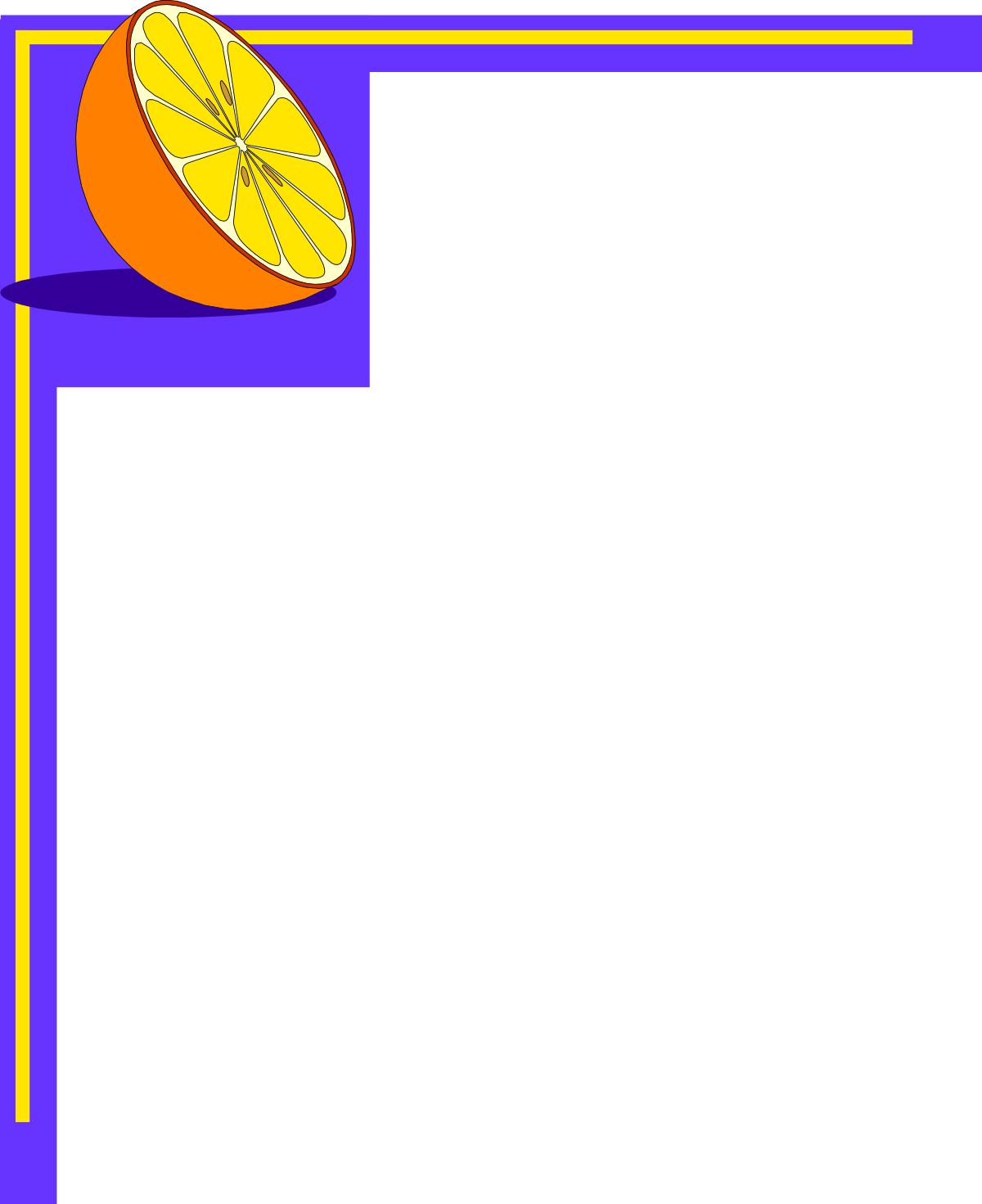 Purple Frame with Orange Slice Clipart - Decorative Borders and Corners