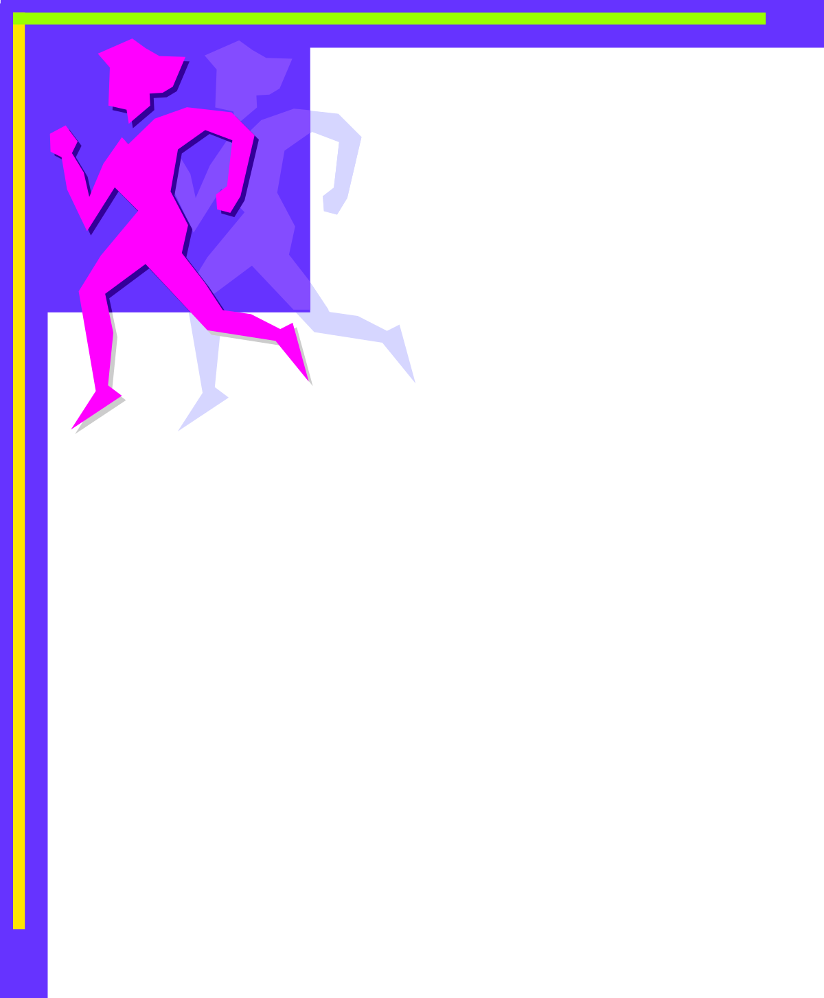 Purple Frame with Running Man Silhouette Clipart - Dynamic Borders and Corners
