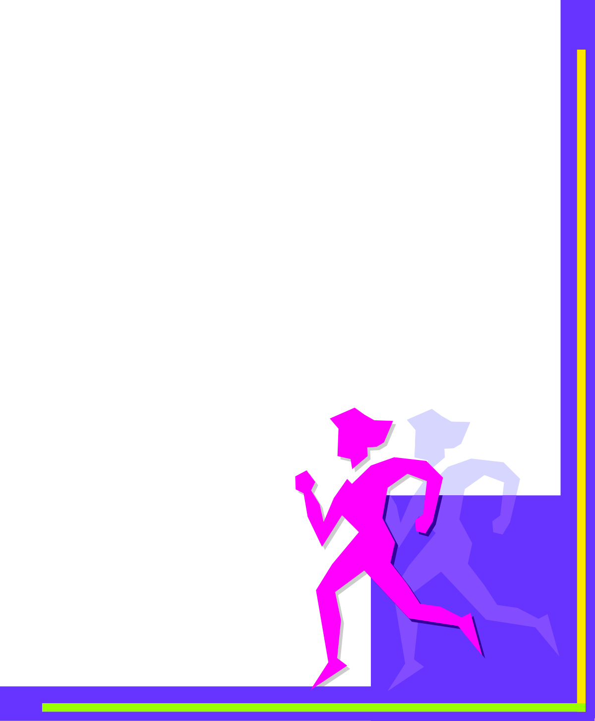 Purple Running Man Silhouette Clipart - Borders and Corners Design