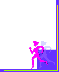 Purple Running Man Silhouette Clipart - Borders and Corners Design
