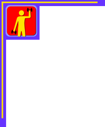 Yellow and Blue Frame with a Man Holding a Hammer Clipart