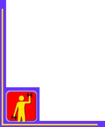 Borders and Corners: Colorful Man Standing Before Red and Blue Square Clipart
