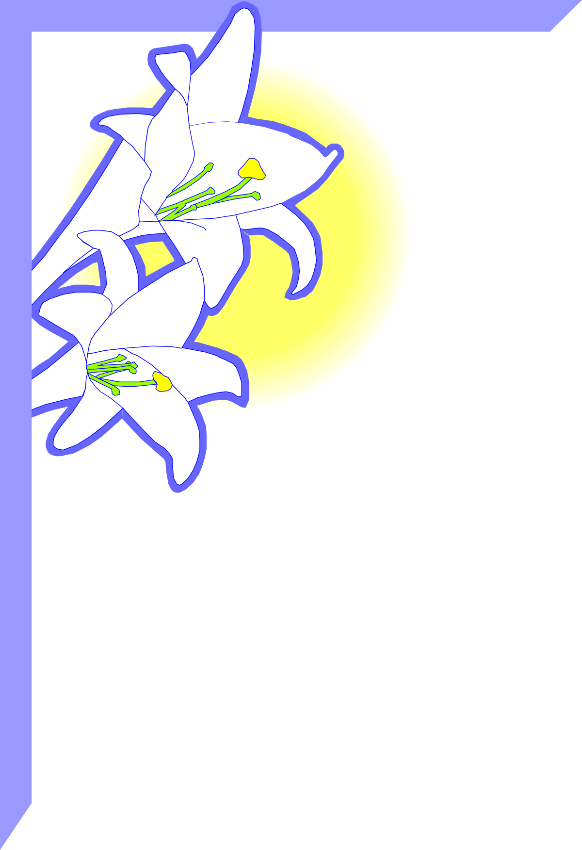a purple and white flower with a yellow center clip art png transparent Purple White Flower Clipart with Yellow Center - Decorative Borders and Corners