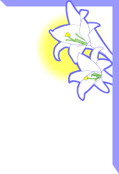 Purple and White Flower Clipart with Yellow Center  Decorative Borders and Corners