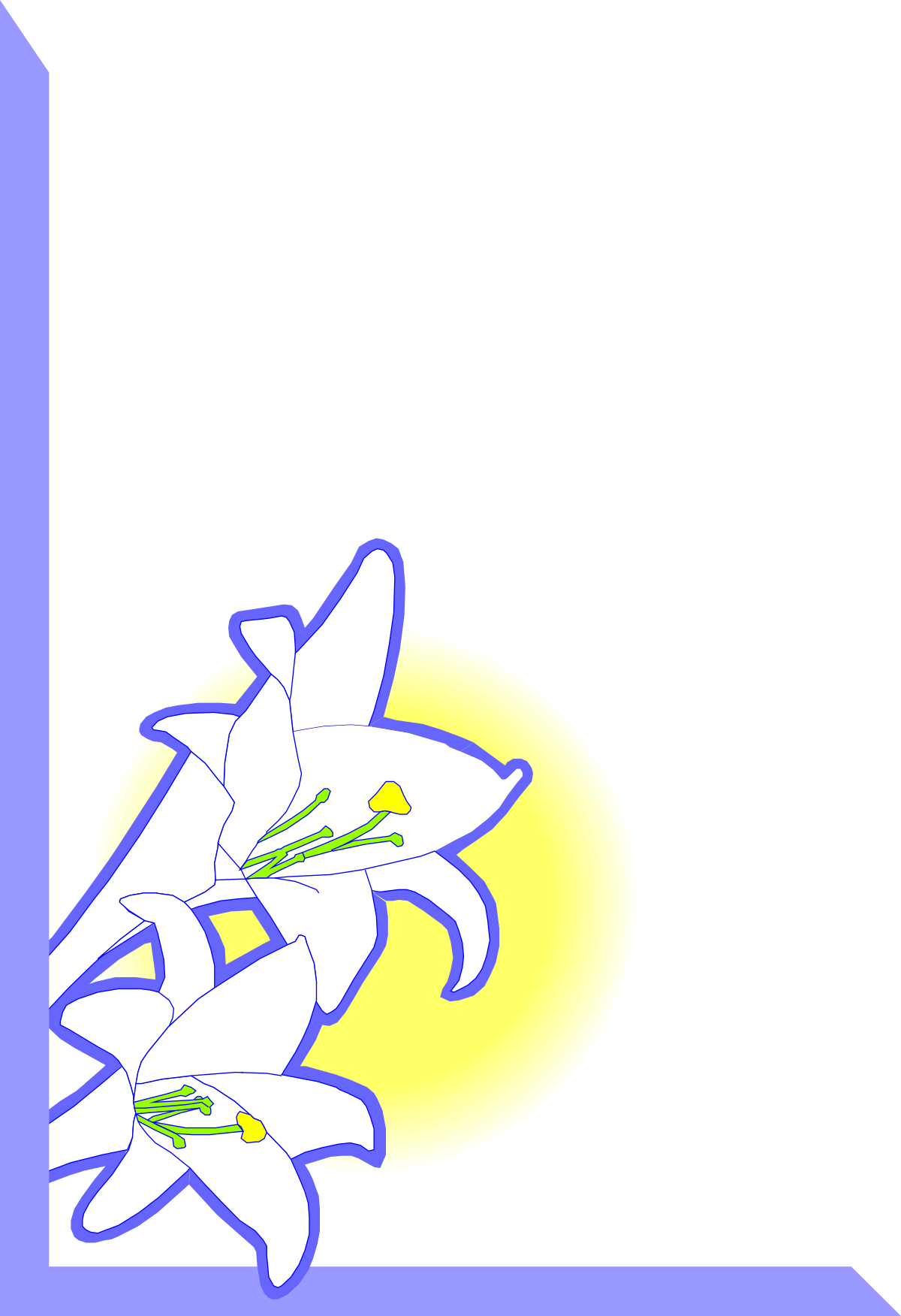 Purple and White Flower with Yellow Center - Elegant Borders and Corners Clipart