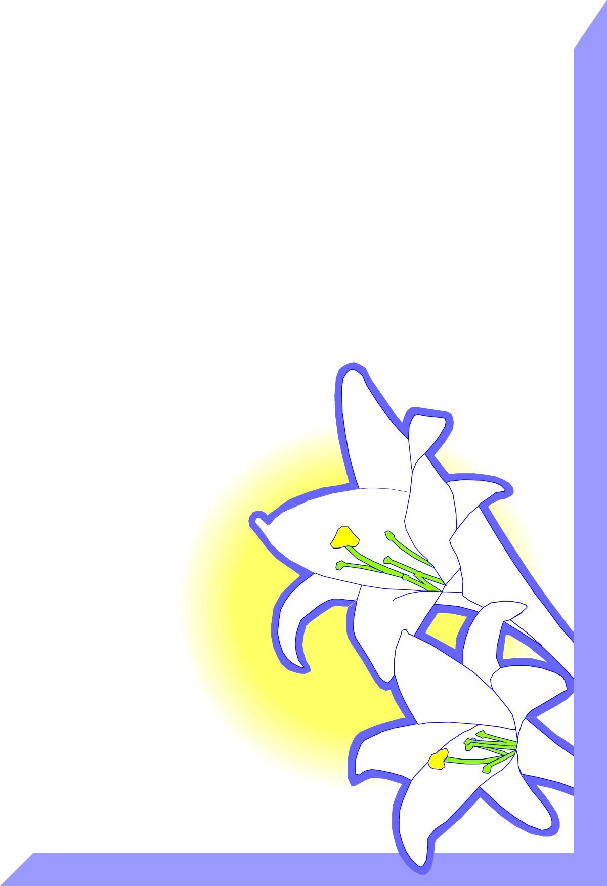 Purple and White Flower Clipart with Yellow Center for Elegant Borders and Corners