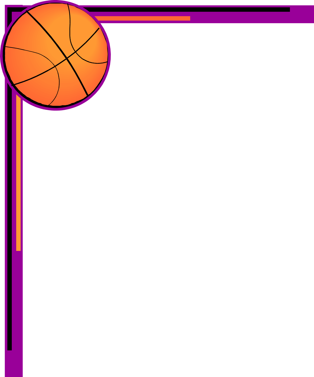 Basketball Ball with Purple Frame Clipart - Perfect for Sport Designs
