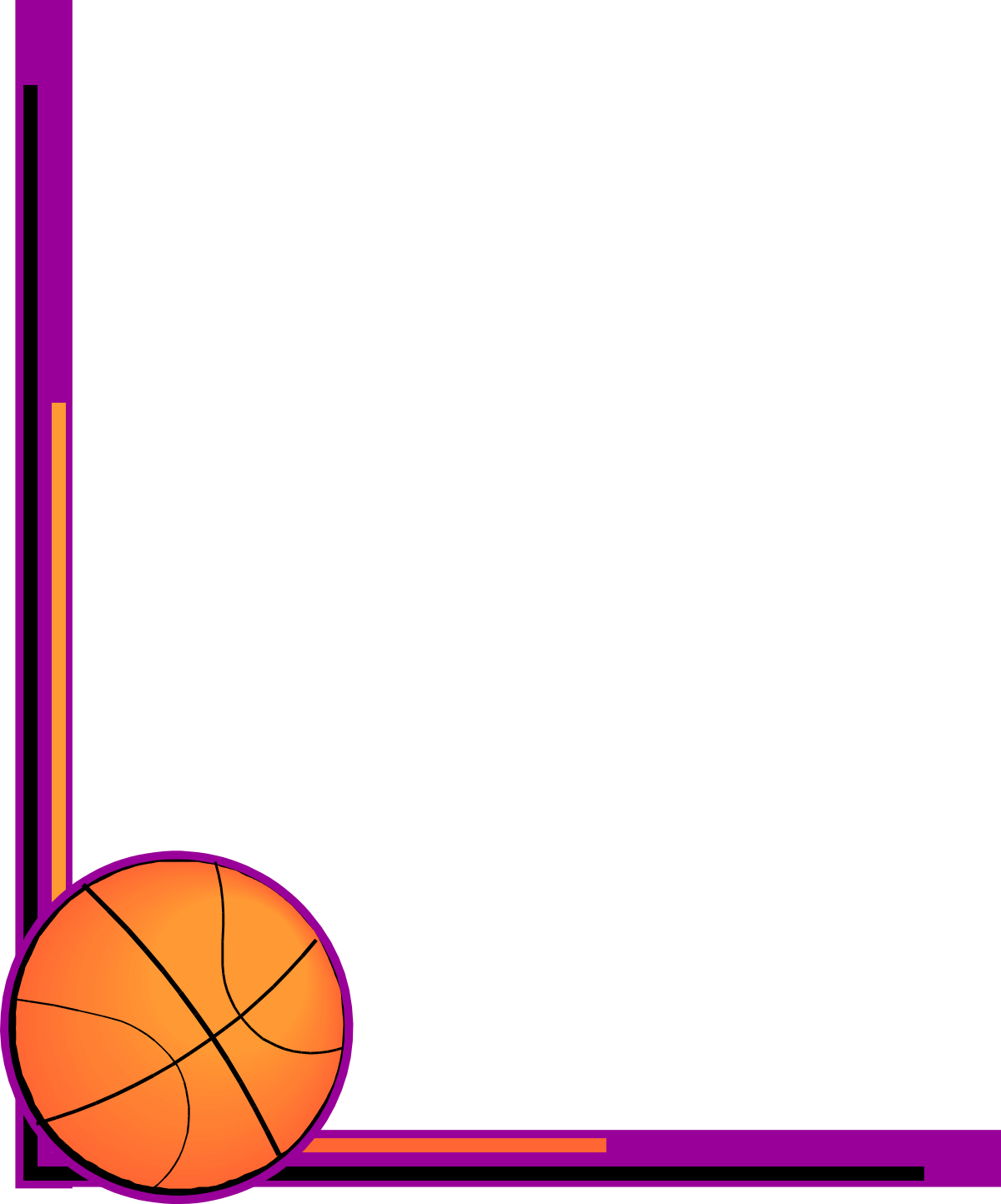 Basketball Ball Clipart with Decorative Borders and Corners