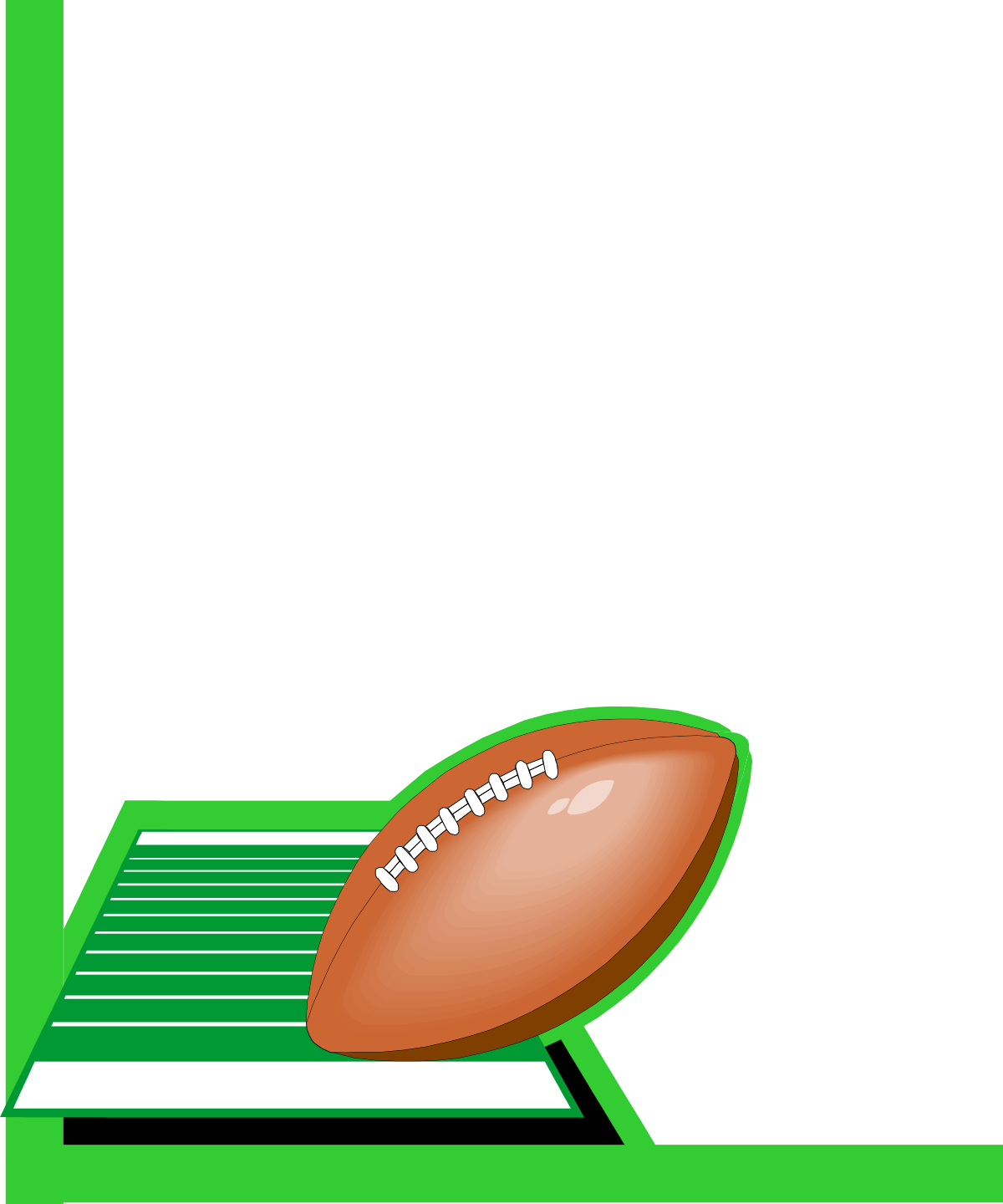 Football Ball Clipart on Green Background - Corners and Borders Included