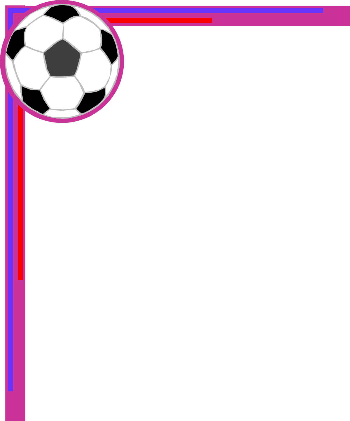 Soccer Ball Clipart with Vibrant Pink Borders and Corners