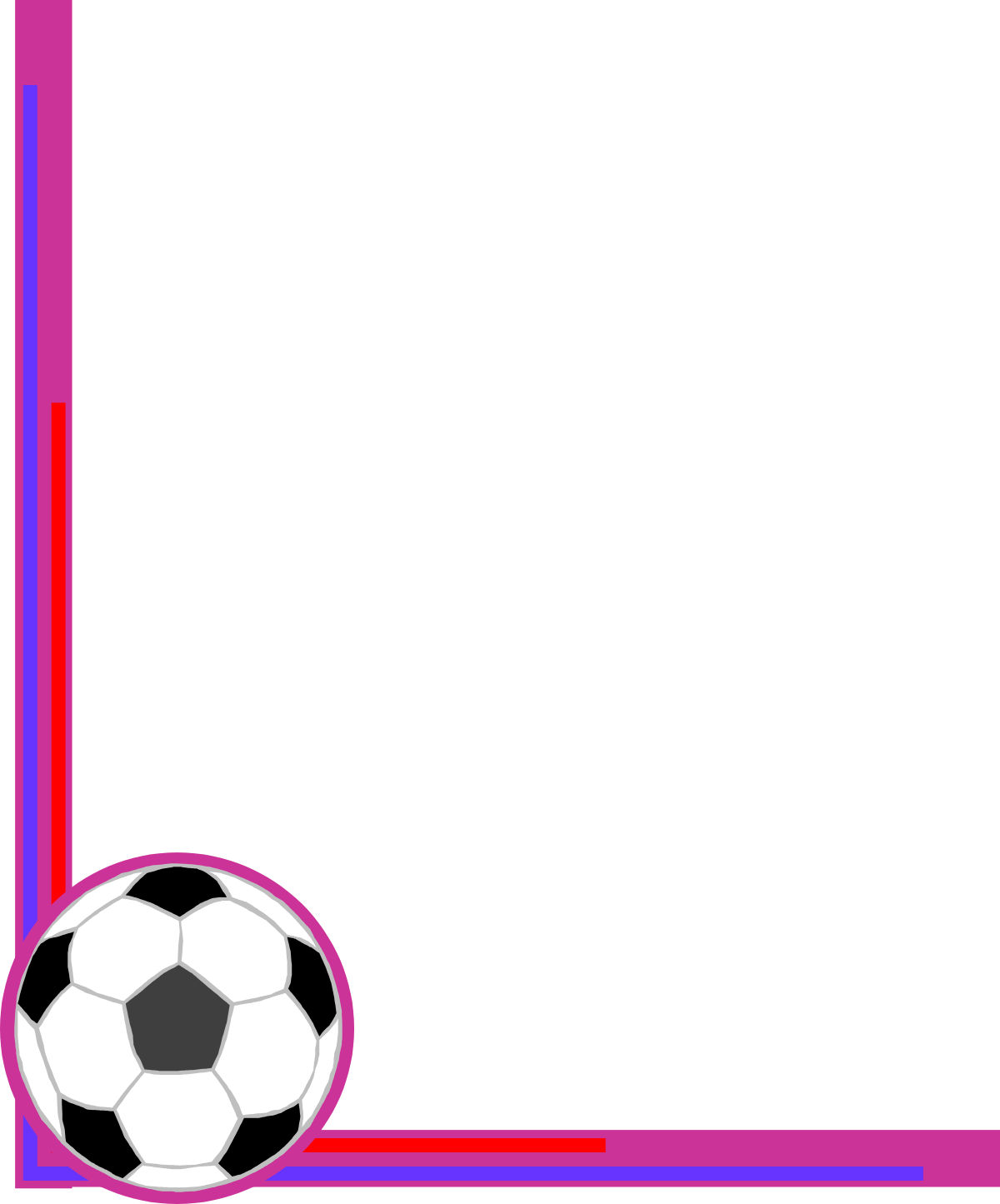 Soccer Ball Clipart with Pink Borders and Corners - Perfect for Creative Designs