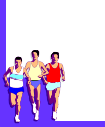Dynamic Race Clipart Featuring Three People Running