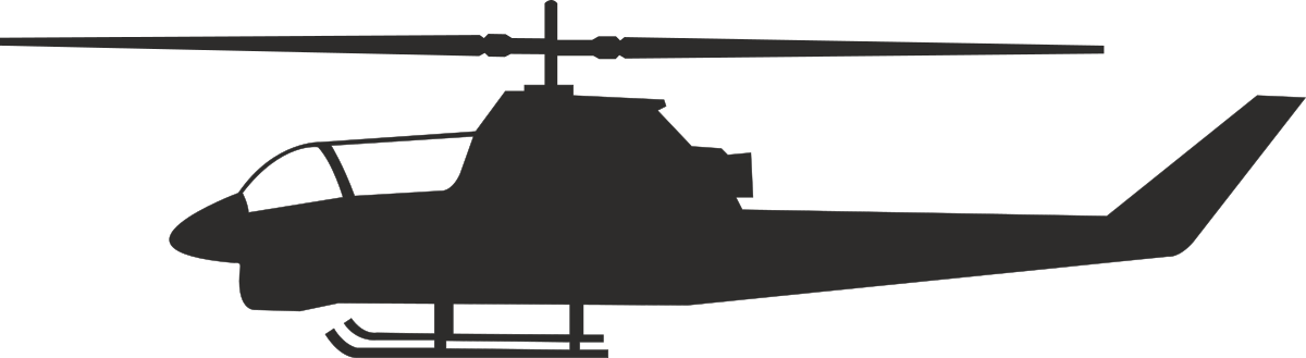 Helicopter Silhouette on Black Background - Essential Clipart Design