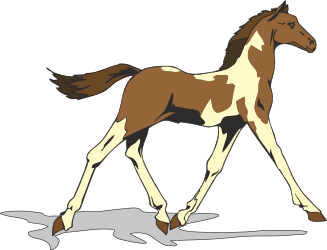 Horse Walking Silhouette on Black Background Clipart