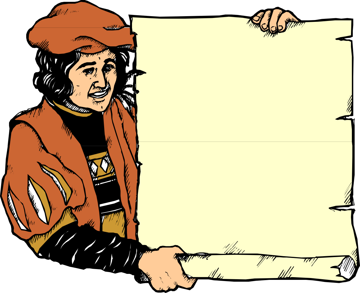 Holiday Borders Clipart: Man Holding Large Paper