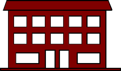 Red Building with White Windows Clipart - Vibrant Urban Architecture