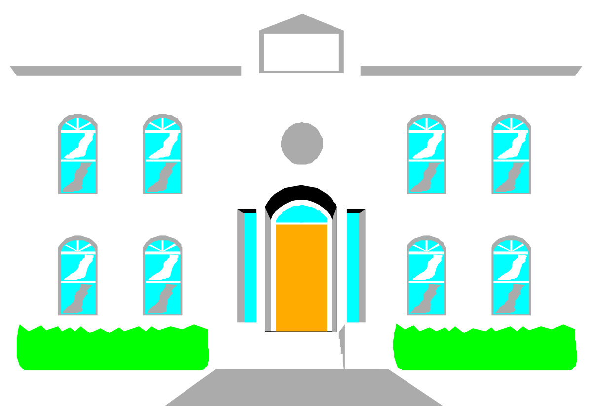 a white house with a blue door and windows clip art png transparent White House with Blue Door and Windows - Stunning Clipart Illustration
