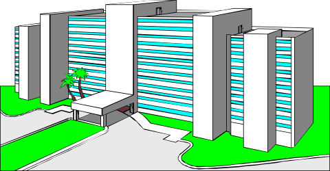 Building and Palm Tree Clipart - Tropical Scene for Your Projects