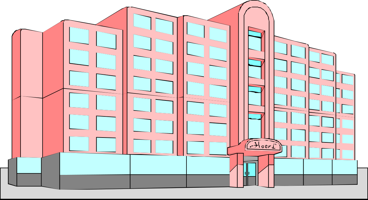Pink Building with Red Sign - Eye-Catching Clipart for Creative Projects