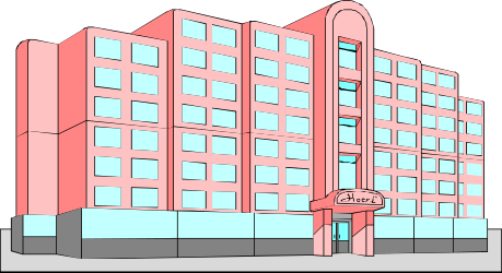 Pink Building with Red Sign - Eye-Catching Clipart for Creative Projects