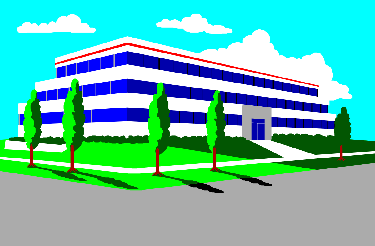 Blue and White Facade Building Clipart for Stunning Visuals