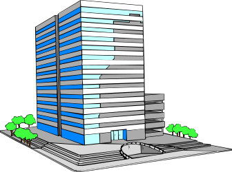 Blue and White Facade Building Clipart for Stunning Designs